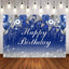 Mocsicka Blue and Sliver Balloons Happy Birthday Backdrop
