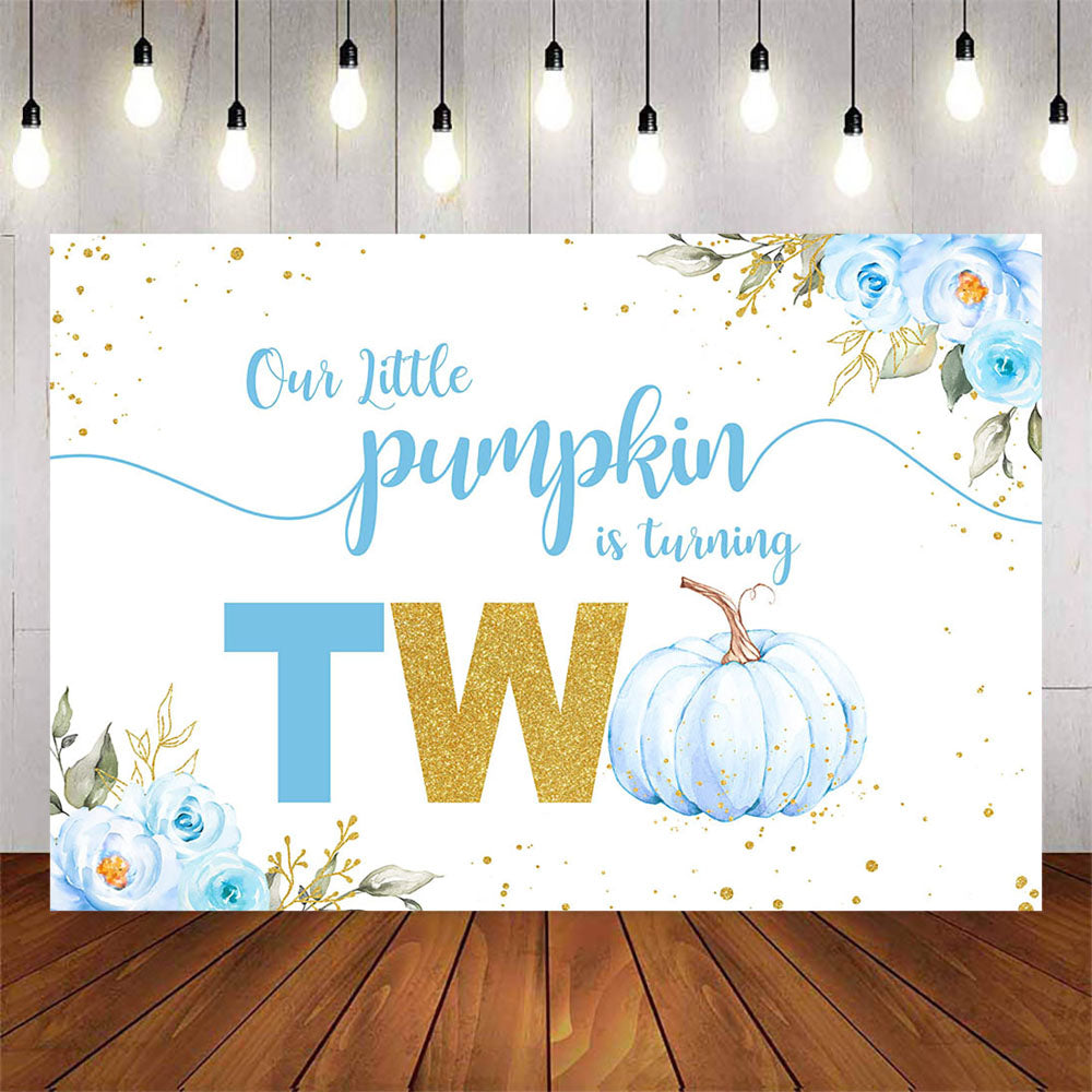 Mocsicka Little Blue Pumpkin is Turning Two Baby Shower Backdrops-Mocsicka Party