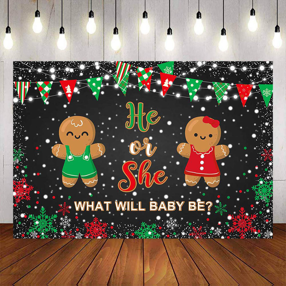Mocsicka He or She Gingerbread Man Gender Reveal Party Decor Background-Mocsicka Party