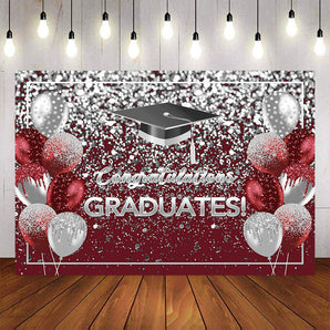 Mocsicka Red Balloon Congratulations Graduates Class of 2023 Background-Mocsicka Party