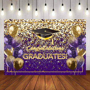 Mocsicka Purple Balloon Congratulations Graduates Class of 2023 Background-Mocsicka Party