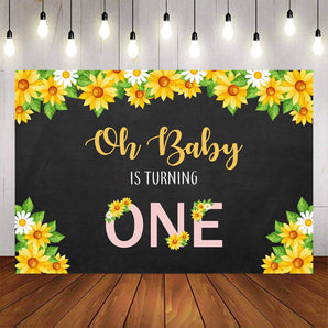 Mocsicka 1st Birthday Party Supplies Sunflowers Photo Backdrop-Mocsicka Party