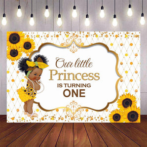 Mocsicka Little Princess and Sunflowers First Birthday Pary Backdrop-Mocsicka Party