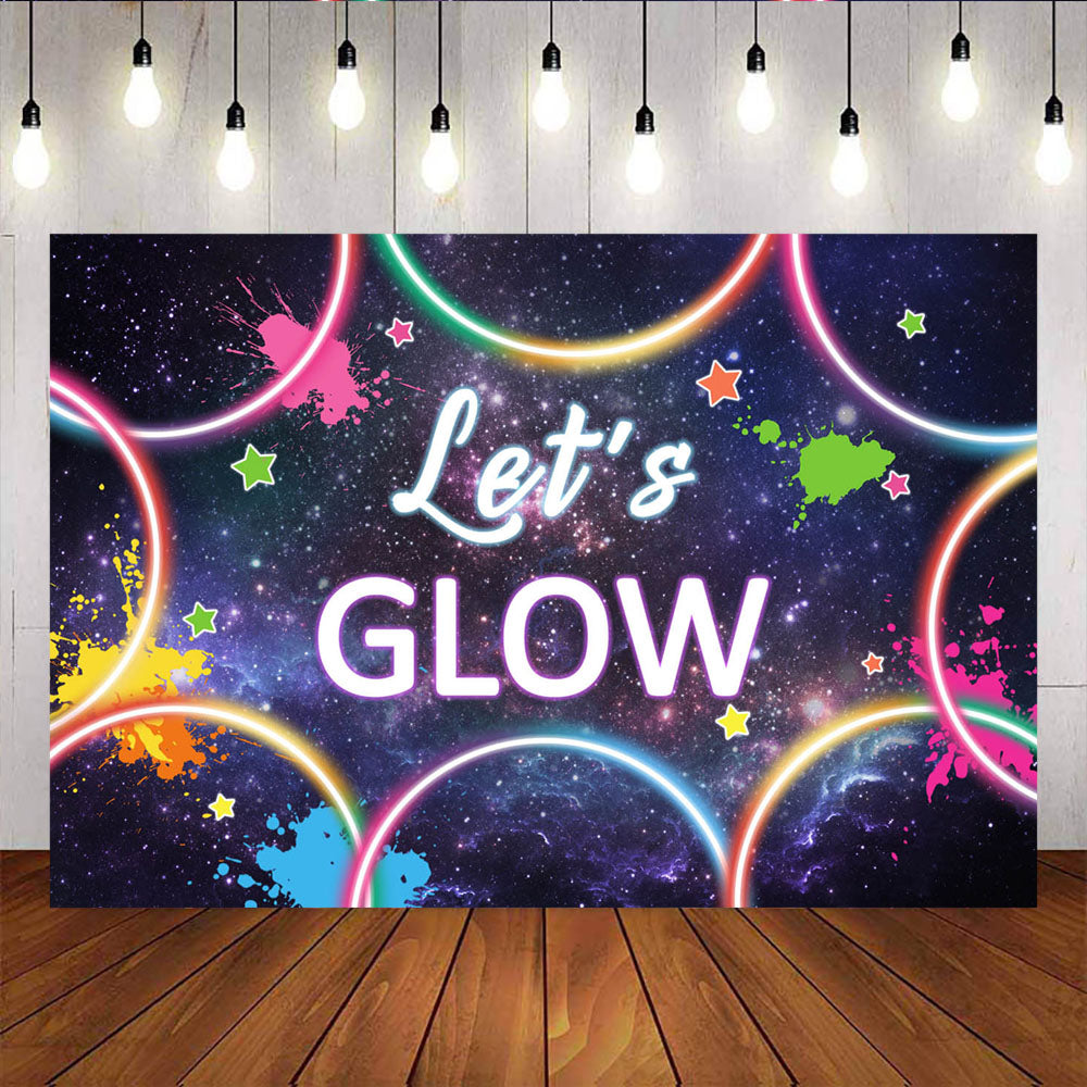 Mocsicka Let's Glow Backdrop Laser Neon Splatter Paint Photo Background-Mocsicka Party