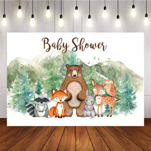 Mocsicka Safari Forest Baby Shower Backdrop Cartoon Animals Photo Background-Mocsicka Party
