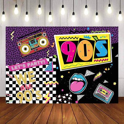 Mocsicka We are 90s Theme Party Prop Retro Radio and Graffiti Photo Background-Mocsicka Party