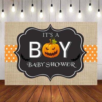 Mocsicka It's A Boy Baby Shower Backdrop Fabric and Pumpkin background-Mocsicka Party