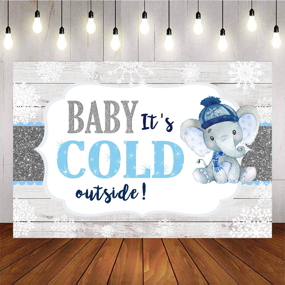 Mocsicka Winter Snowflake Photo Backdrop Little Elephant Baby Shower Party Props-Mocsicka Party
