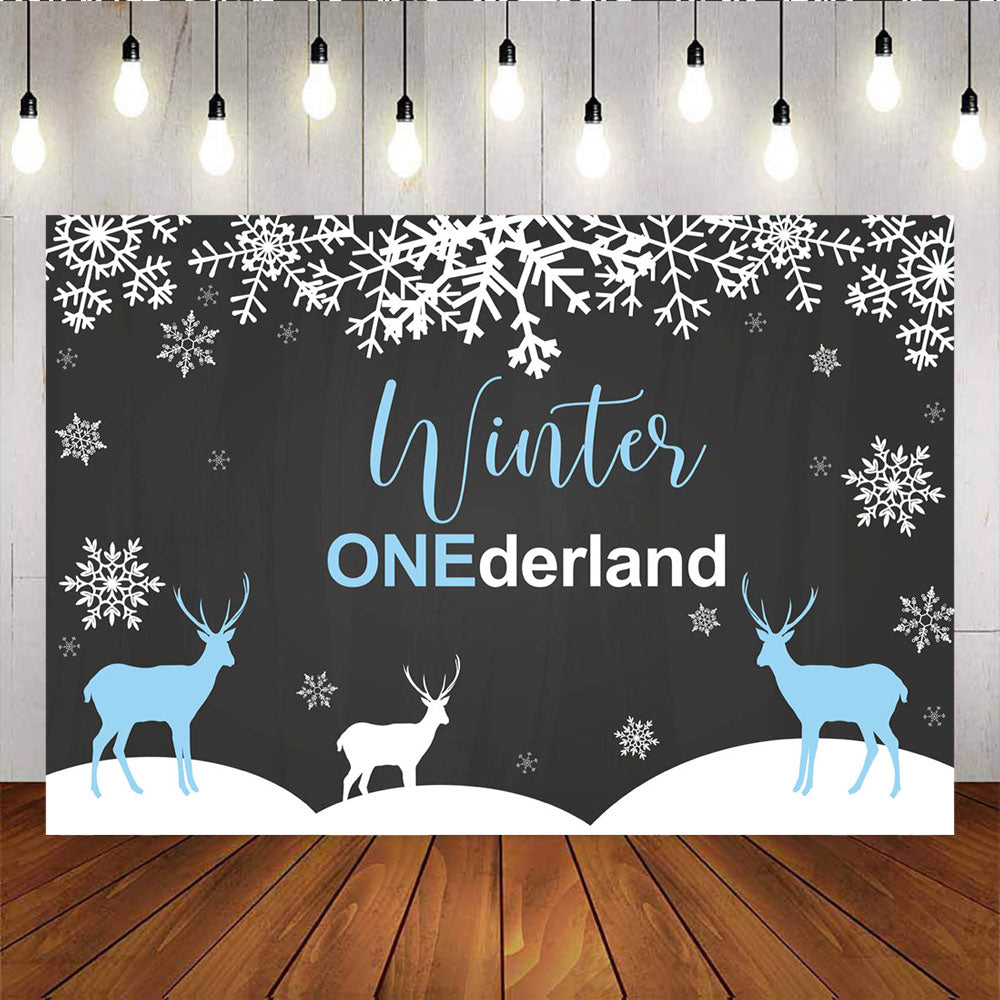 Mocsicka Winter Onederland Snowflake and Elks Baby Shower Background-Mocsicka Party
