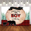 Mocsicka A Sweet Little Boy is on the Way Backdrop Lumberjack Red Plaid Baby Shower Backdrop-Mocsicka Party