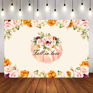 Mocsicka Pumpkin Theme Weddind Backdrop Fall in Love Bridal Shower Backdrops-Mocsicka Party