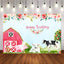 Mocsicka Farm Birthday Banners Fruit Trees Red Barn and Animals Photo Backdrop-Mocsicka Party