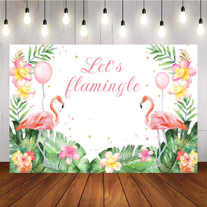 Mocsicka Let's Flamingo Backdrop Tropical Leaves and Balloons Photo Background-Mocsicka Party