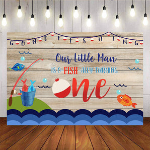Mocsicka Our Little Man is Turning One Gone Fishing First Birthday Party Backdrops-Mocsicka Party
