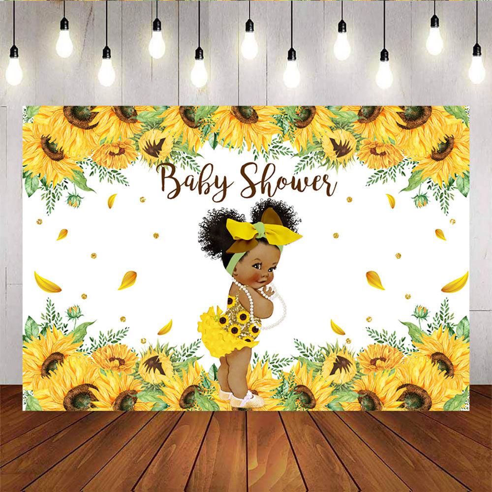 Mocsicka Sunflowers Girl Baby Shower Backdrop Custom Newborn Party Props-Mocsicka Party