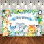 Mocsicka Wild Animals Plam Leaves Baby Shower Newborn Party Backdrops-Mocsicka Party