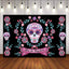 Mocsicka Day of the Dead Party Decoration Prop Skull Flowers Photo Background-Mocsicka Party