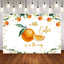 Mocsicka Orange and Flowers Golden Dots Baby Shower Custom Newborn Backdrops-Mocsicka Party
