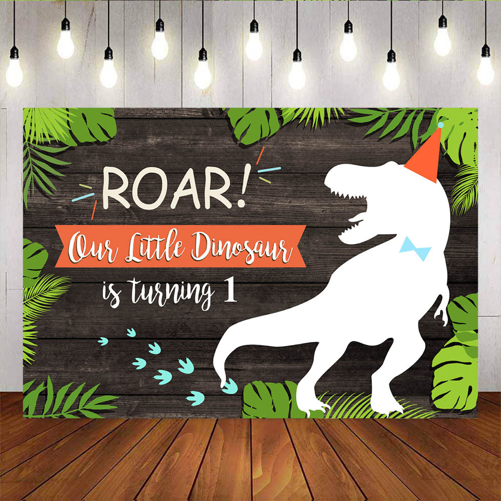 Mocsicka Our Little Dinosaur is Turning One Backdrop Birthday Party Decor Prop-Mocsicka Party
