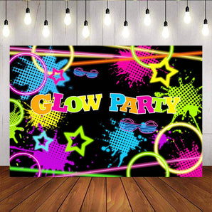 Mocsicka Let's Glow Party Background Neon Splash Paint for Photo Backdrops-Mocsicka Party