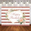 Mocsicka Champagne Gold Stripes and Flowers Happy Birthday Decor Props-Mocsicka Party