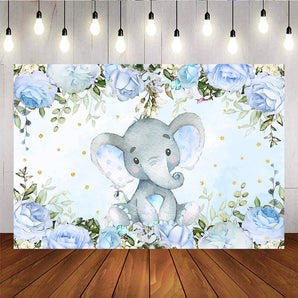 Mocsicka Little Elephant Baby Shower Decoration props Flowers and Gold Dots Backdrop-Mocsicka Party