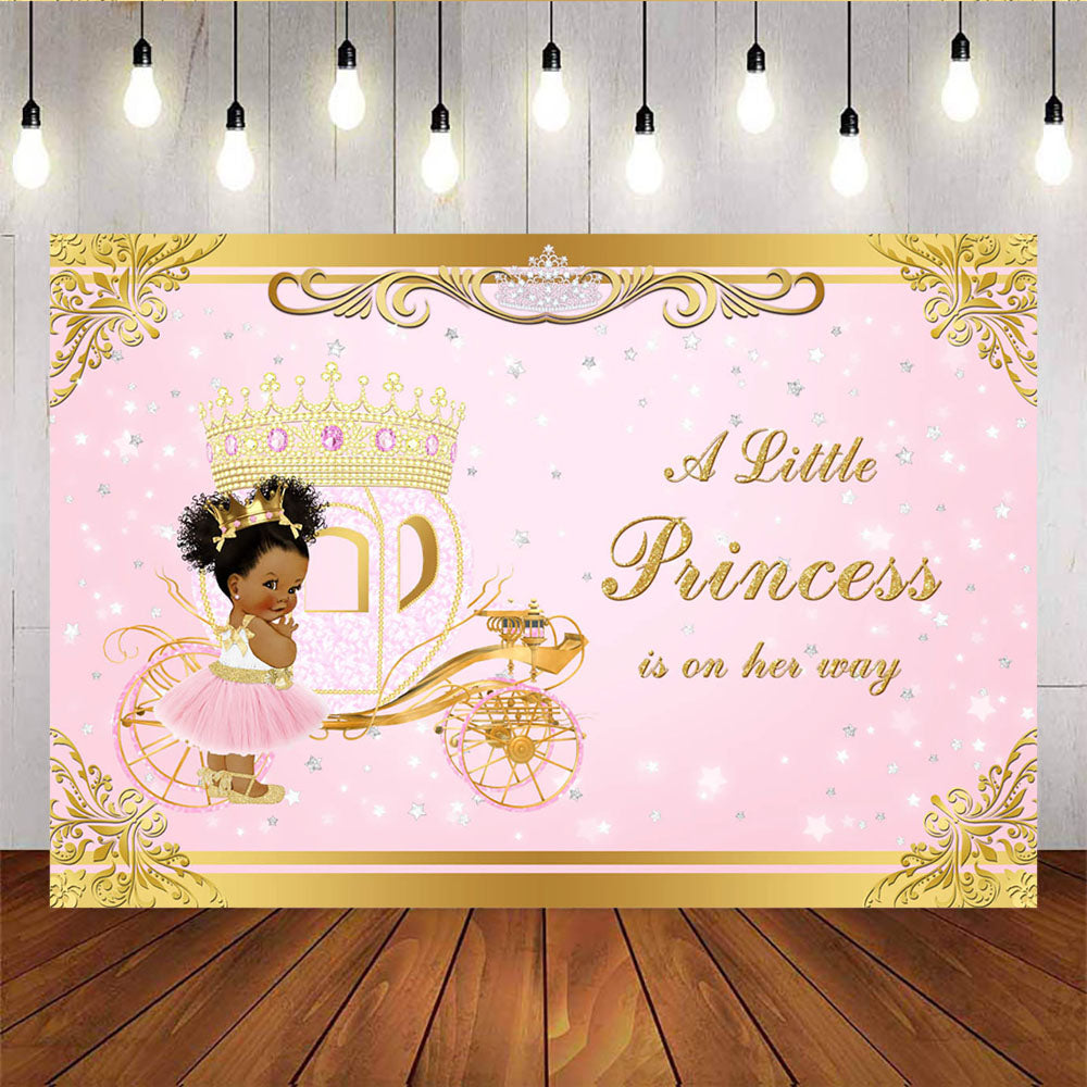 Mocsicka Little Princess Baby Shower Decor Prop Gold Crown and Carriage Backdrops-Mocsicka Party