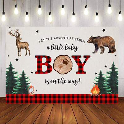 Mocsicka It's Boy Lumberjack Red Plaid Baby Shower Decoration Prop-Mocsicka Party