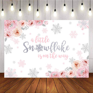 Mocsicka A Little Snowflake is on the Way Backdrop Flowers Baby Shower Decor Prop-Mocsicka Party