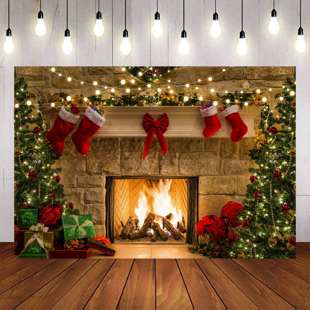 Mocsicka Stove and Christmas Stockings Party Photo Background-Mocsicka Party