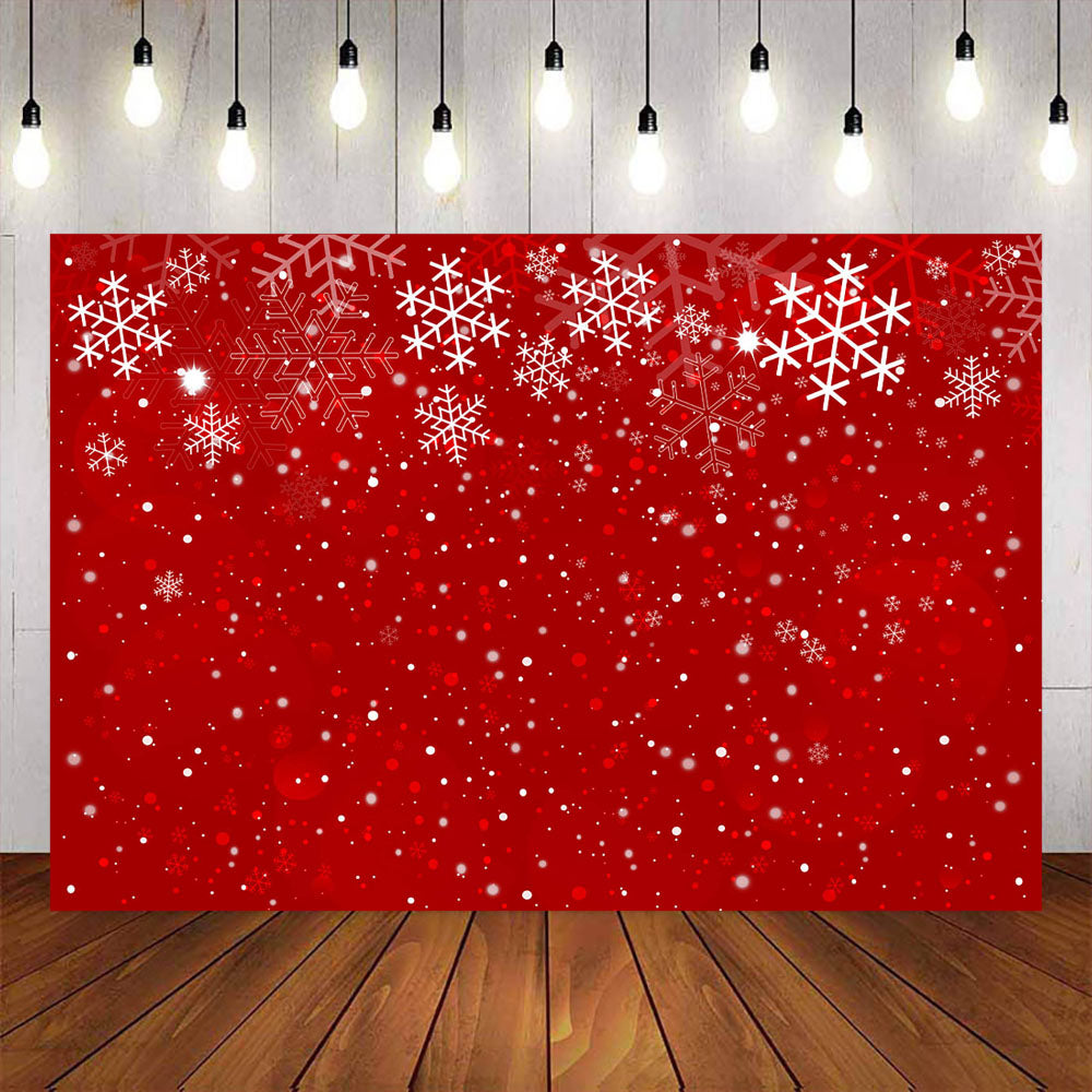 Mocsicka Snowflake Red Background Party Photo Backdrop-Mocsicka Party