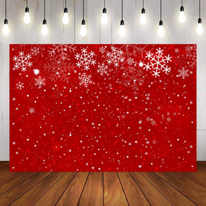 Mocsicka Snowflake Red Background Party Photo Backdrop-Mocsicka Party