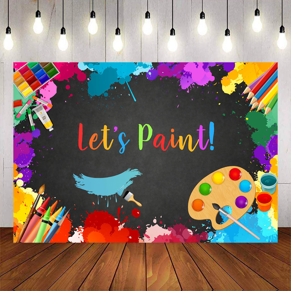 Mocsicka Let's Paint Background Brush Drawing Board Doodle Theme Party Decor-Mocsicka Party