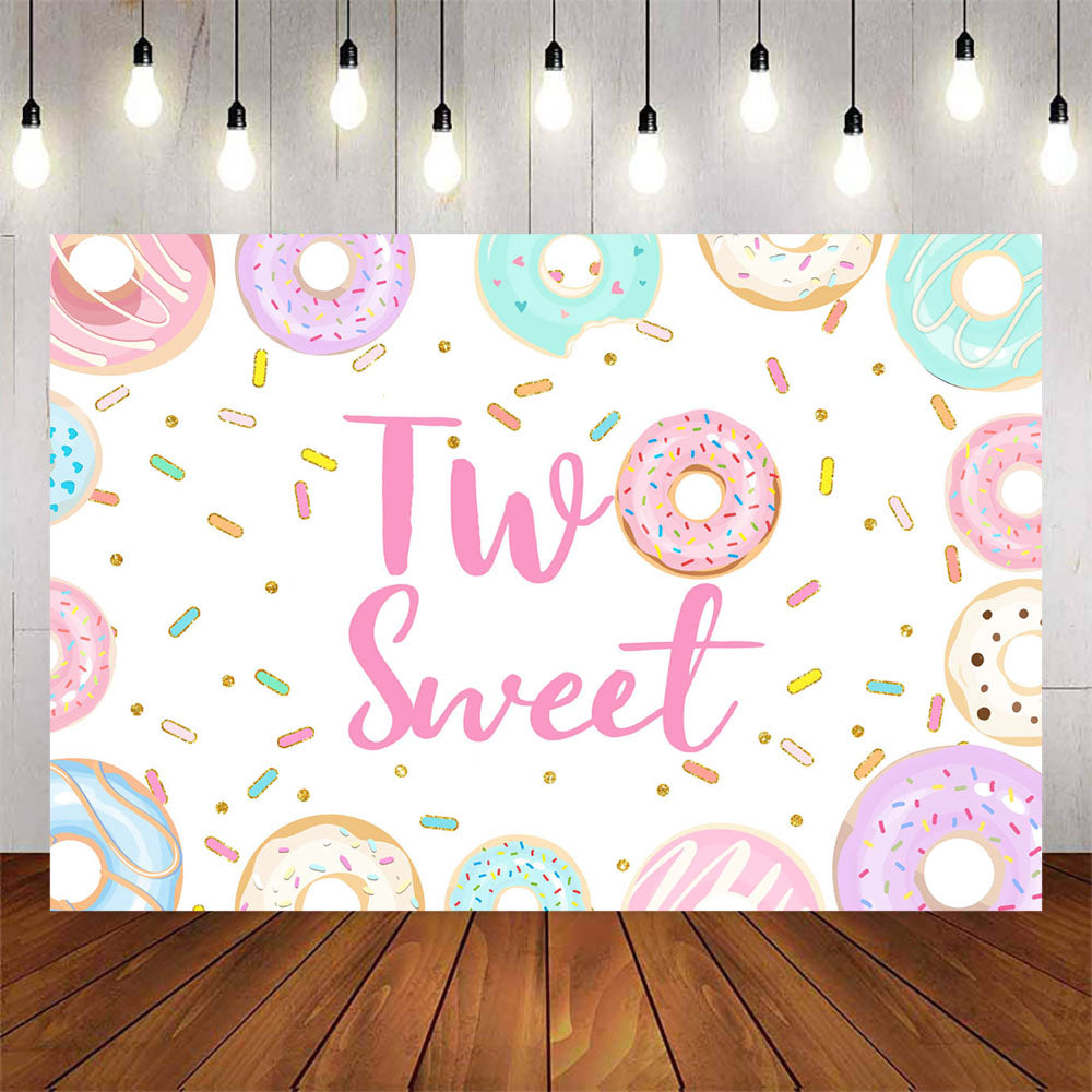 Mocsicka Two Sweet Donut Background Happy Second Birthday Party Supplies-Mocsicka Party