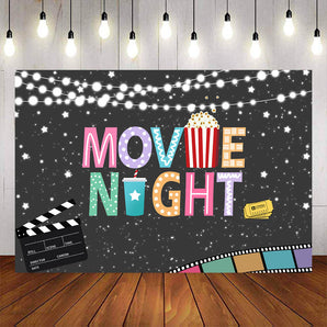 Mocsicka Movie Night Background Glowing Stars Popcorn Theme Party Decor-Mocsicka Party