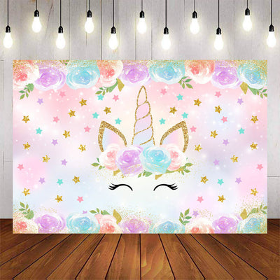 Mocsicka Unicorn Theme Baby Shower Decor Prop Flowers and Little Stars Backdrops-Mocsicka Party