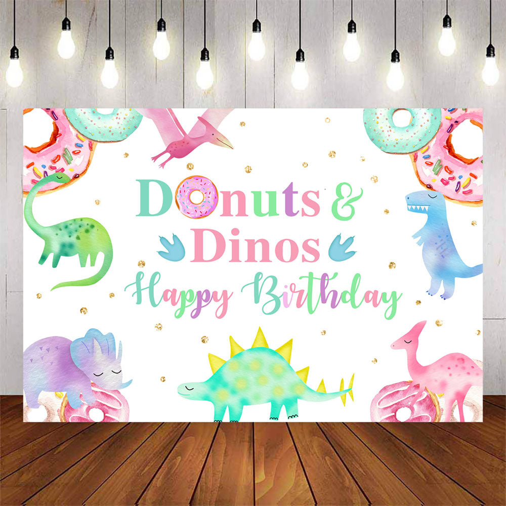Mocsicka Donuts and Dinosaurs Happy Birthday Customized Photo Background-Mocsicka Party