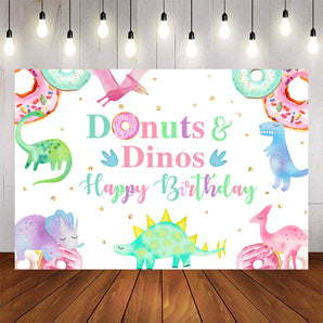 Mocsicka Donuts and Dinosaurs Happy Birthday Customized Photo Background-Mocsicka Party