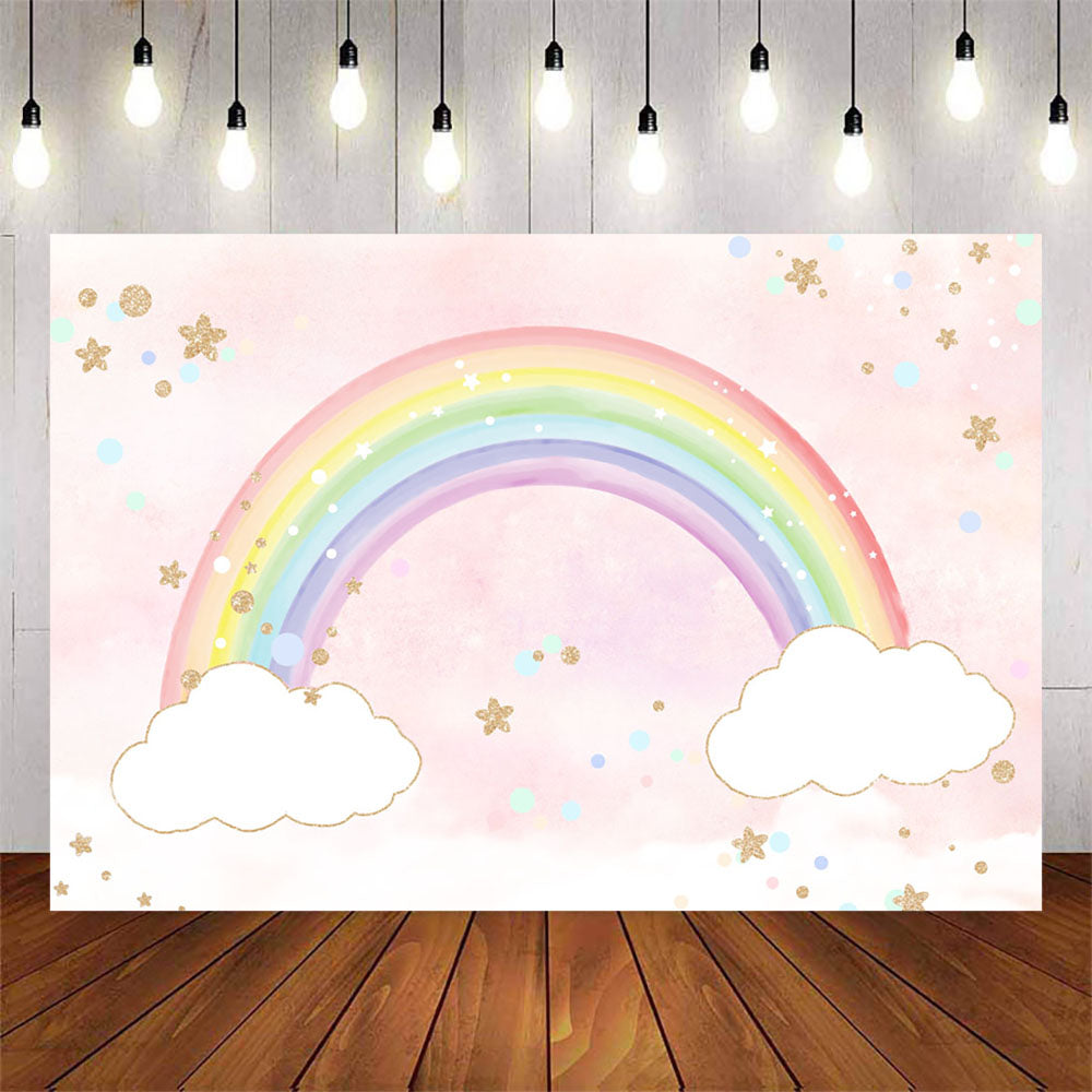 Mocsicka Rainbow White Clouds and Twinkle Stars Photo Banners-Mocsicka Party