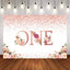 Mocsicka One Theme Pink Flowers Happy First Birthday Backdrop-Mocsicka Party