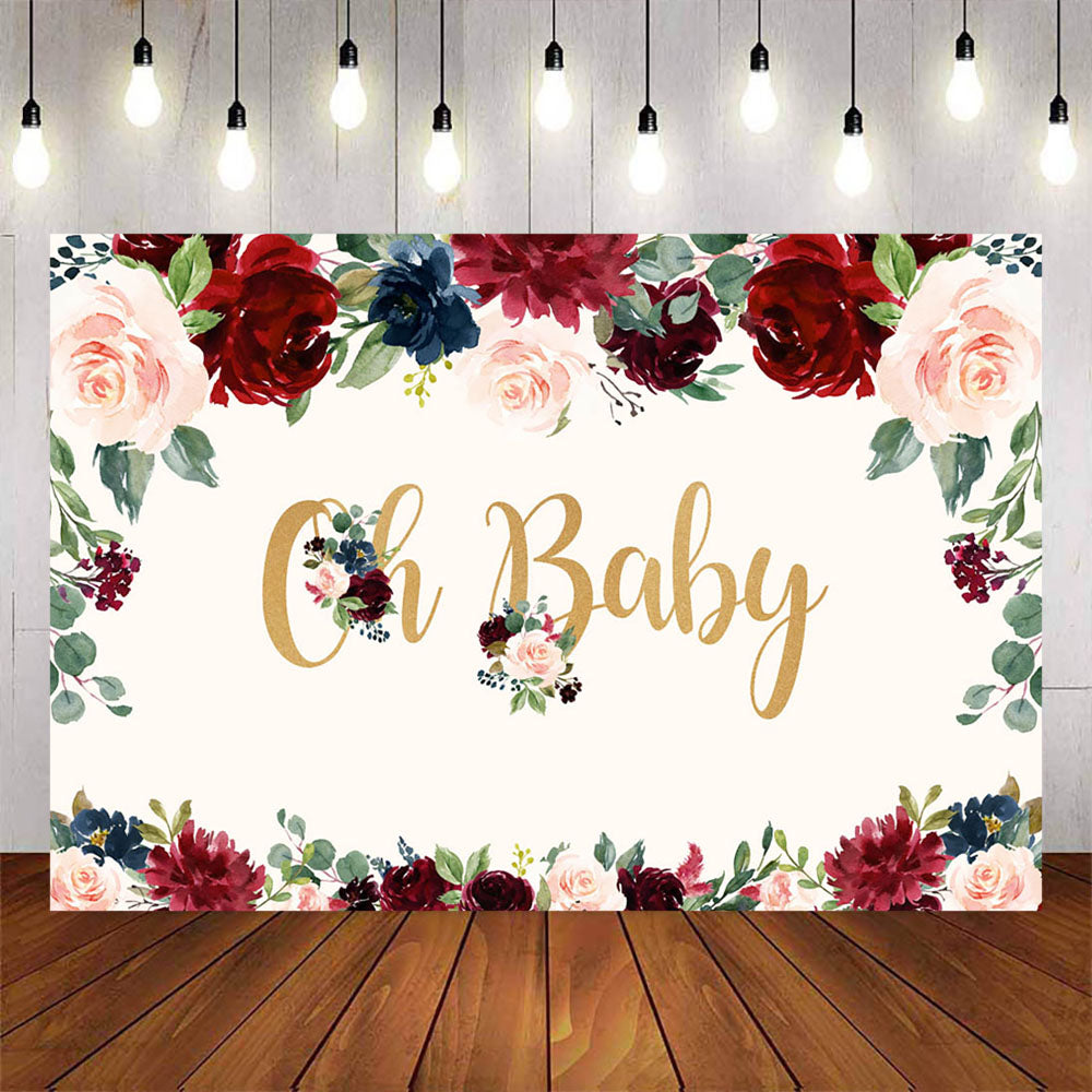 Mocsicka Oh Baby Flowers Backdrop Baby Shower Party Decor-Mocsicka Party