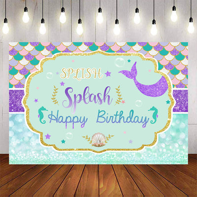 Mocsicka Undersea Little Mermaid Happy Birthday Party Background-Mocsicka Party