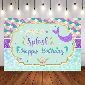 Mocsicka Undersea Little Mermaid Happy Birthday Party Background-Mocsicka Party