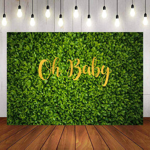 Mocsicka Oh Baby Green Leaf Baby Shower Party Backgrounds-Mocsicka Party