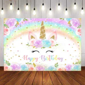 Mocsicka Golden Flower Unicorn Happy Birthday Party Supplies-Mocsicka Party