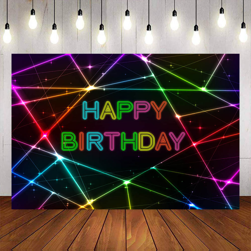 Mocsicka Neon Light Happy Birthday Party Backgrounds