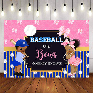 Mocsicka Baseball or Bows Gender Reveal Baby Shower Backgrounds-Mocsicka Party