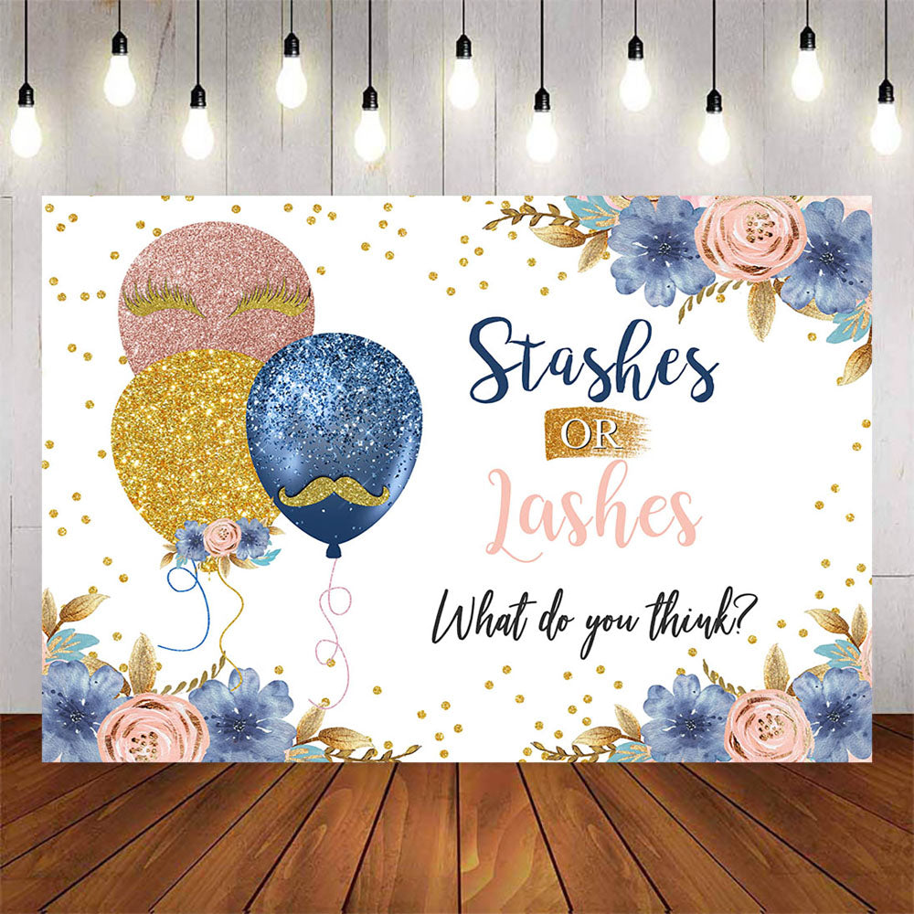 Mocsicka Stashes or Lashes Gender Reveal Baby Shower Back Drop-Mocsicka Party