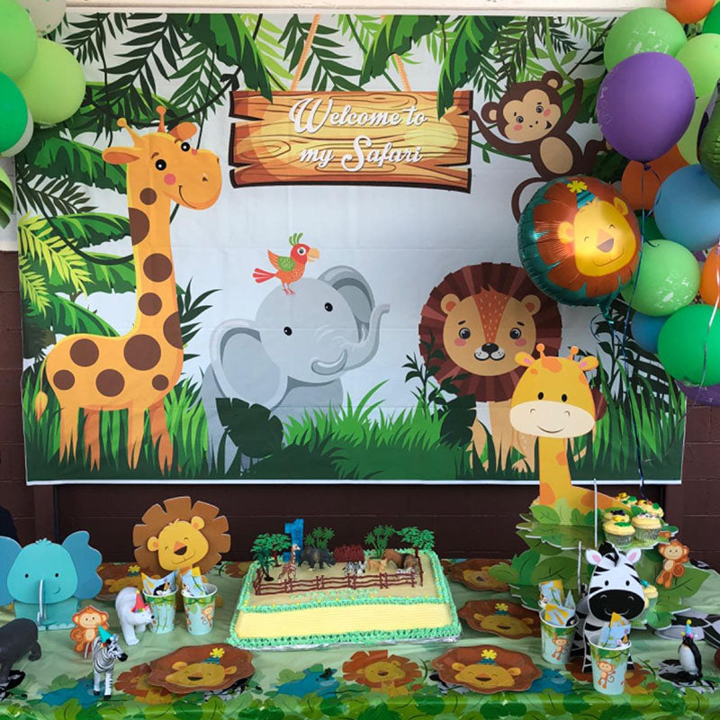 Mocsicka Welcome to My Safari Birthday Backdrop Theme Party Props-Mocsicka Party