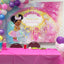Mocsicka Unicorn Princess on Her Way Backdrop Rainbow Baby Shower Background-Mocsicka Party